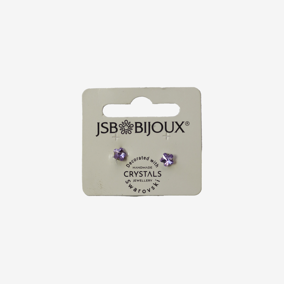 Minđuše sa Swarovski kristalima - Lila cvet kristal