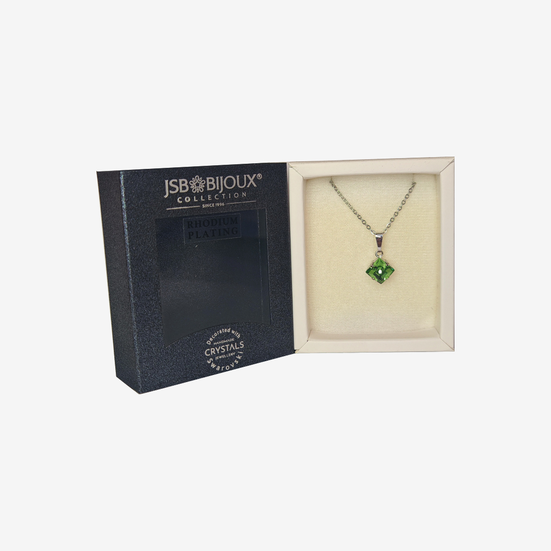 Ogrlica sa Swarovski kristalom - Zeleni romb kristal